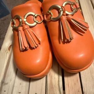 Sam Edelman Circus NY Orange Platform Clogs Size‎ 7  Excellent Condition